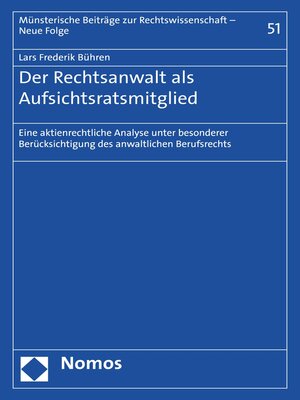 cover image of Der Rechtsanwalt als Aufsichtsratsmitglied